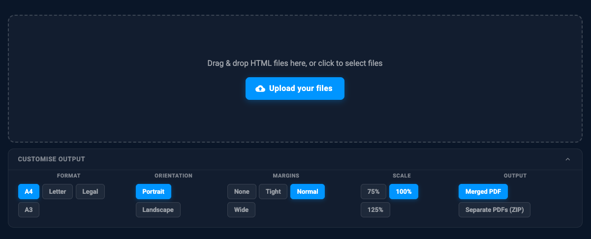 Upload interface